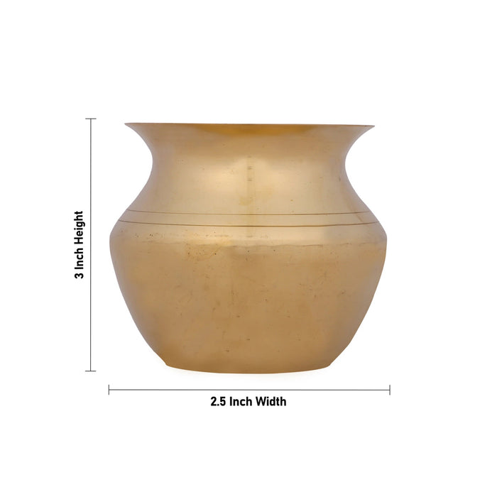 Brass Lota - 3 x 2.5 Inches | Chombu/ Pooja Pot/ Brass Kalash for Home