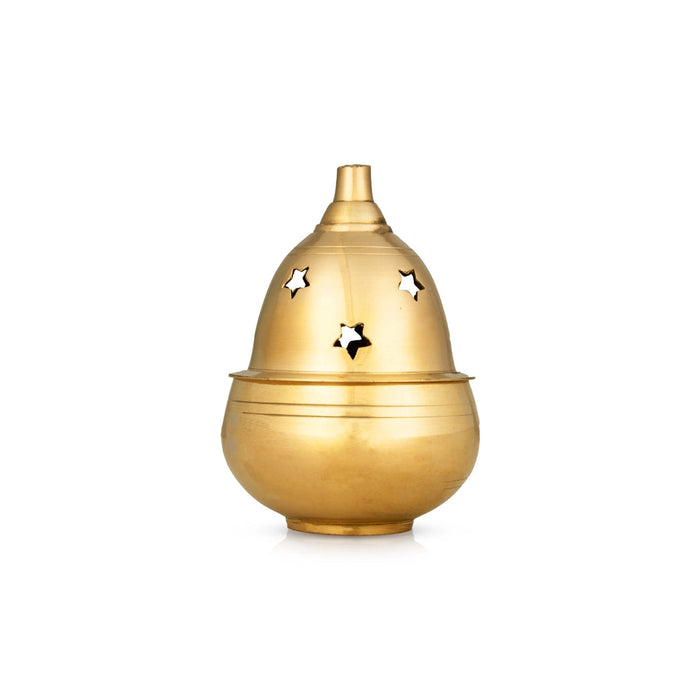 Nanda Deepam With Lid - 4.5 x 3 Inches | Brass Lamp/ Nandha Vilakku/ Brass Pooja Diya for Home