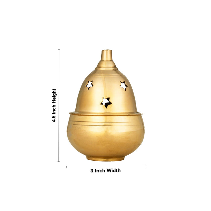 Nanda Deepam With Lid - 4.5 x 3 Inches | Brass Lamp/ Nandha Vilakku/ Brass Pooja Diya for Home