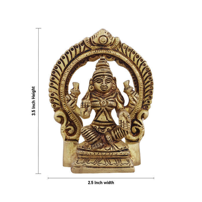 Lakshmi Statue Sitting On Base With Arch - 3.5 x 2.5 Inches | Antique Brass Idol/ Laxmi Idol for Pooja