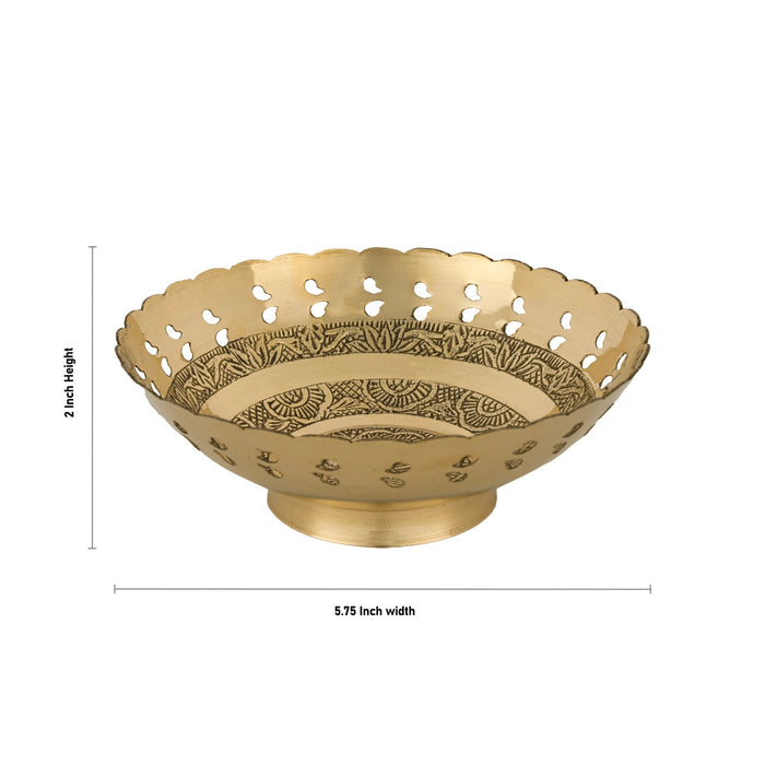 Brass Bowl With Base - 2 x 5.75 Inches | Pooja Cup/ Brass Katora/ Pooja Bowl for Home