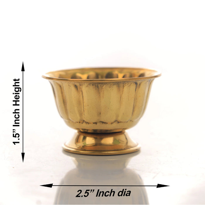 Chandan Cup With Base - 1.5 x 2.5 Inches | Small Bowl/ Brass Bowl/ Brass Cup/ Pooja Bowl for Home