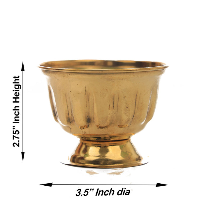 Chandan Cup With Base - 2.75 X 3.5 Inches | Small Bowl/ Pooja Bowl/ Brass Bowl/ Brass Cup For Pooja