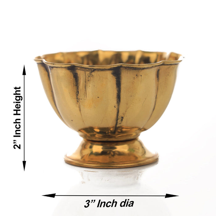 Chandan Cup With Base - 2 x 3 Inches | Small Bowl/ Lotus Design Brass Bowl/ Brass Cup/ Pooja Bowl for Home