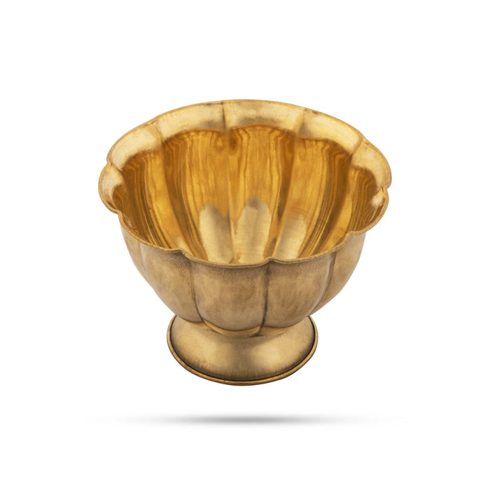 Chandan Cup With Base - 2.5 x 3.5 Inches | Small Bowl/ Lotus Design Brass Bowl/ Brass Cup/ Pooja Bowl for Home