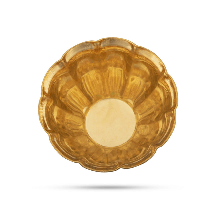 Chandan Cup With Base - 2.5 x 3.5 Inches | Small Bowl/ Lotus Design Brass Bowl/ Brass Cup/ Pooja Bowl for Home