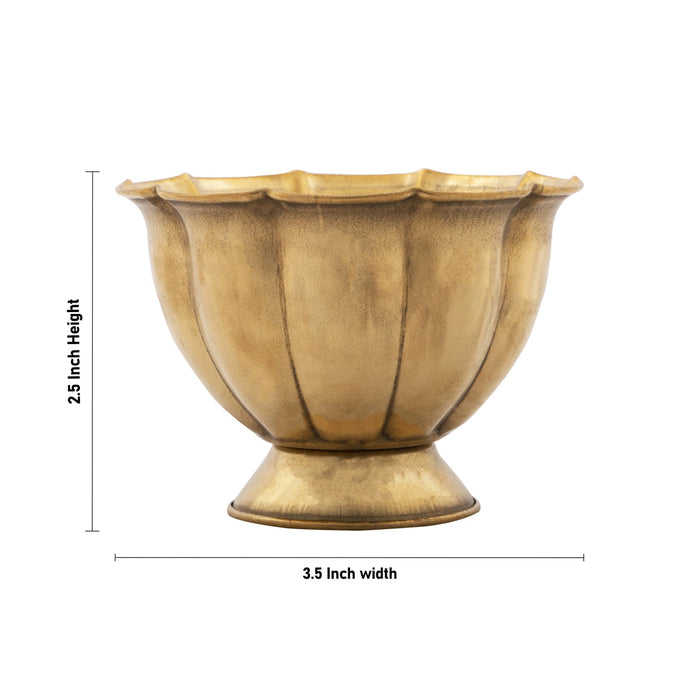 Chandan Cup With Base - 2.5 x 3.5 Inches | Small Bowl/ Lotus Design Brass Bowl/ Brass Cup/ Pooja Bowl for Home