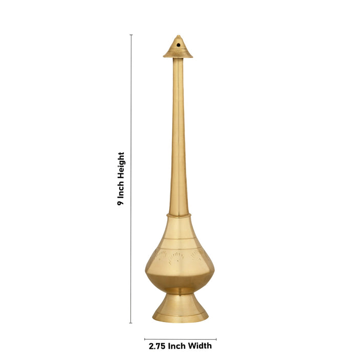 Water Sprinkler - 9 X 2.75 Inches | Brass Sprinkler/ Gold Polish Rose Water Sprinkler For Rituals & Festive