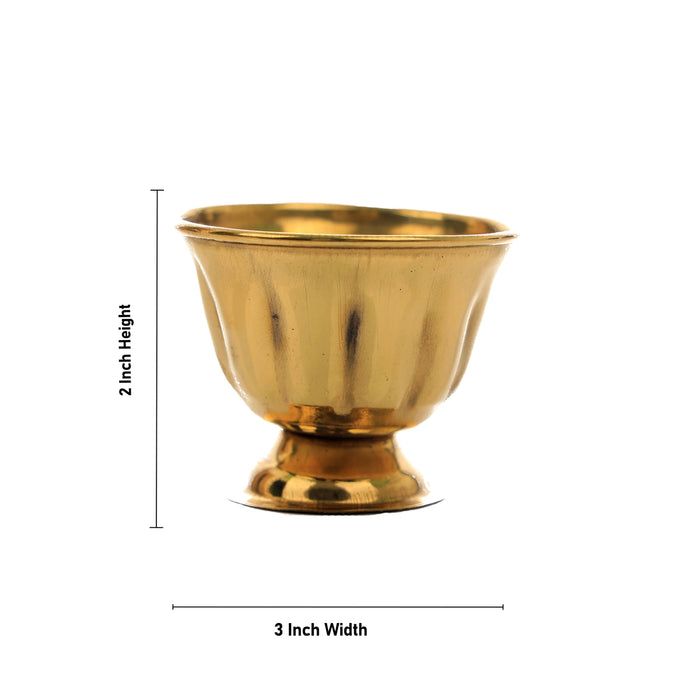 Brass Bowl With Base - 2 x 3 Inches | Pooja Bowl/ Chandan Cup for Home/ 35 Gms Approx
