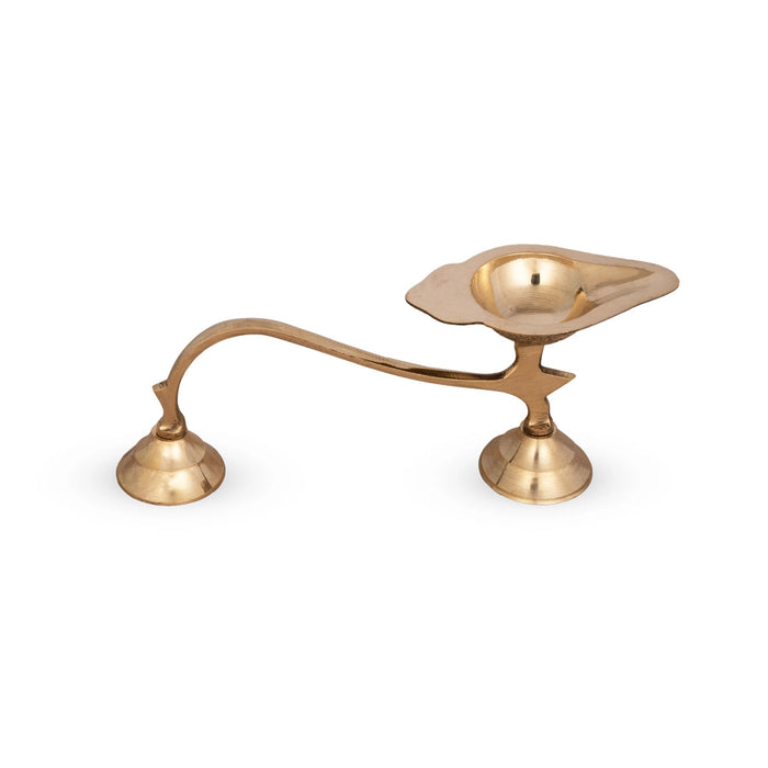 Brass Aarti With Handle - 4 x 10 Inches | One Mukh Camphor Burner/ Kapoor Dhani/ Karpura Aarti for Pooja