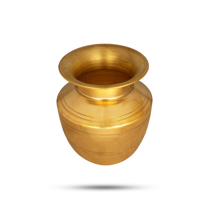 Brass Lota - 6 x 4.5 Inches | Vaishnav Pooja Pot/ Brass Chombu/ Iyengar Brass Kalash for Home