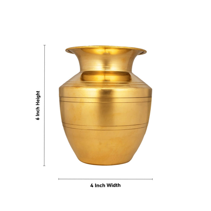 Brass Lota - 6 x 4.5 Inches | Vaishnav Pooja Pot/ Brass Chombu/ Iyengar Brass Kalash for Home