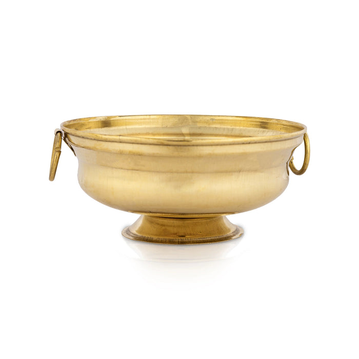 Flower Pot With Handle - 2.5 x 5.25 Inches | Brass Urli Decor/ Uruli With Base for Home Decor