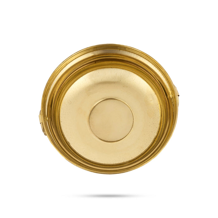 Flower Pot With Handle - 2.5 x 5.25 Inches | Brass Urli Decor/ Uruli With Base for Home Decor