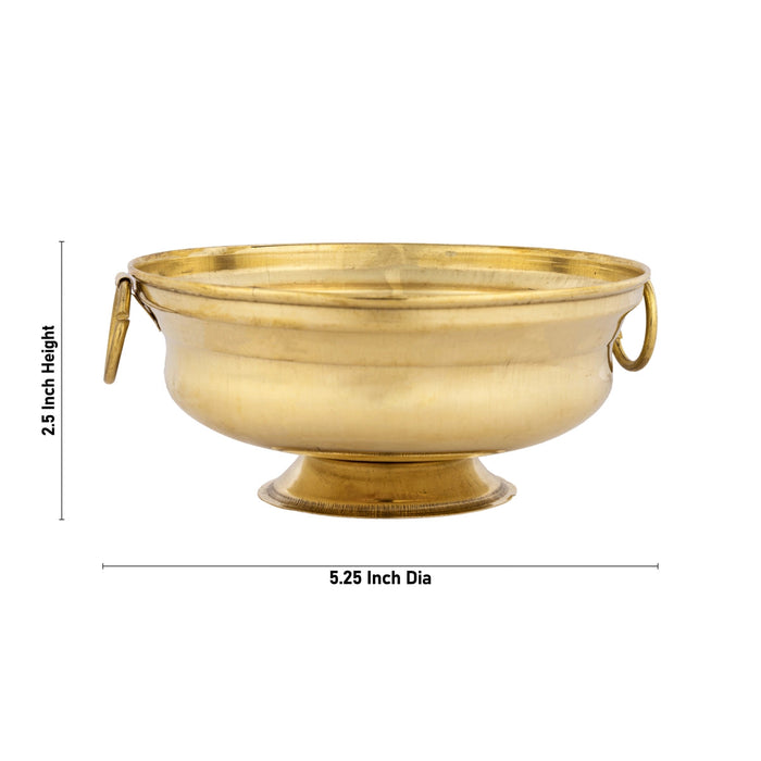 Flower Pot With Handle - 2.5 x 5.25 Inches | Brass Urli Decor/ Uruli With Base for Home Decor