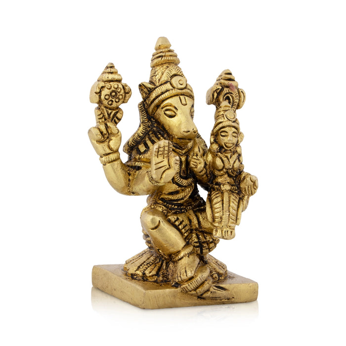 Varaha Lakshmi Murti With Base - 3 x 2 Inches | Antique Brass Idol/ Lakshmi Varaha Swamy for Pooja