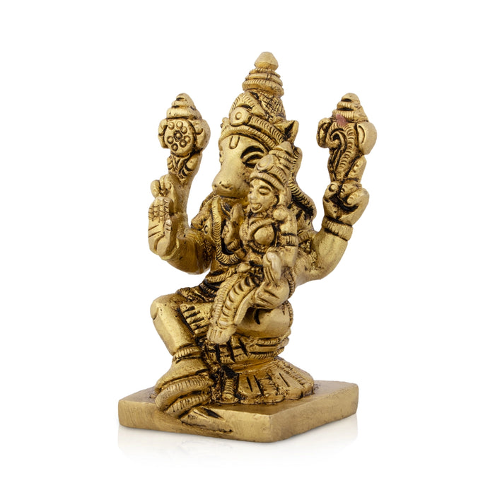 Varaha Lakshmi Murti With Base - 3 x 2 Inches | Antique Brass Idol/ Lakshmi Varaha Swamy for Pooja