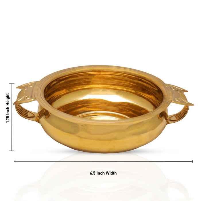 Brass Urli - 2 x 6.5 Inches | Brass Uruli/ Flower Pot for Pooja/ 125 Gms Approx