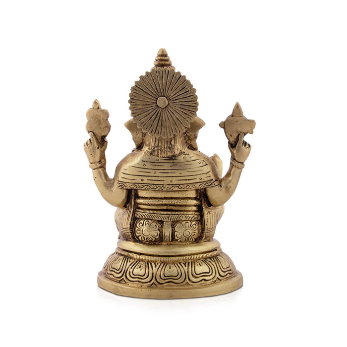 Ganesh Statue - 8 x 5 Inches | Antique Brass Statue/ Ganesh Murti Idol for Puja/ 1.900 Kgs
 
 Approx