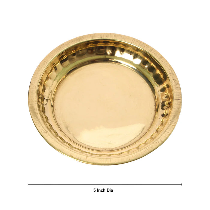 Brass Plate - 3.5 Inches | Sargam Design Thali Plate/ Thali Pooja for Home/ 20 Gms Approx