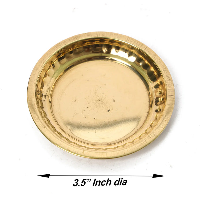 Brass Plate - 3.5 Inches | Sargam Design Thali Plate/ Thali Pooja for Home/ 20 Gms Approx