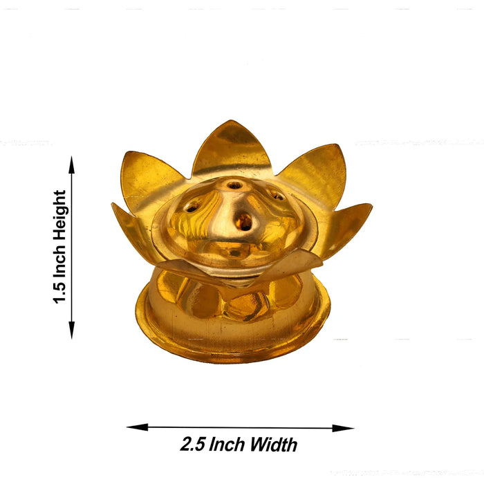 Brass Agarbathi Stand - 1.5 x 2.5 Inches | Agarbatti Stand/ Lotus Design Incense Holder for Pooja/ 25 Gms Approx