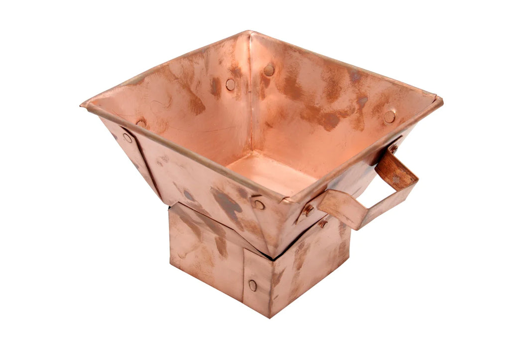 Copper Havan Kund with Stand - 6.25 x 6.25 Inches | Agnihotra/ Yagna Kund for Pooja/ 385 Gms Approx