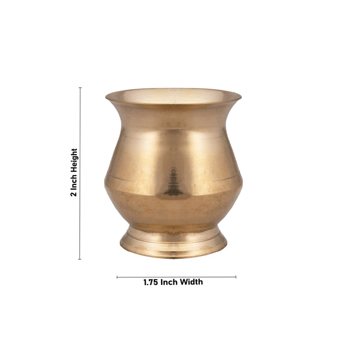 Brass Lota With Base - 2 x 1.75 Inches | Kalash/ Chombu/ Pooja Pot for Pooja