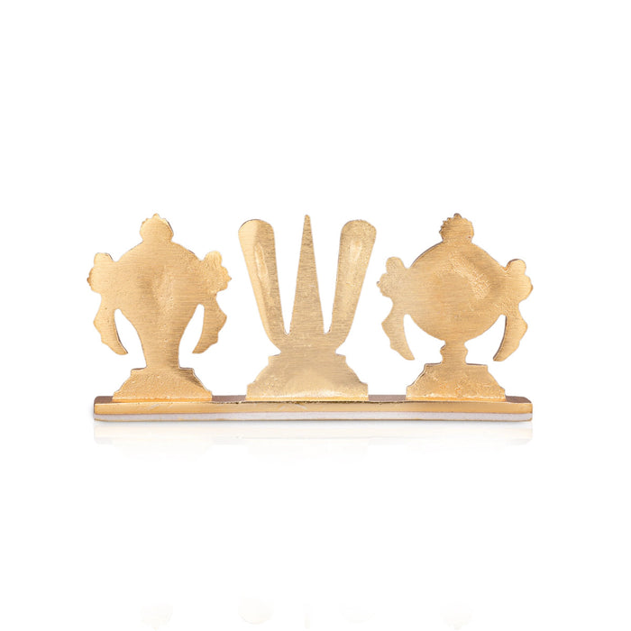 Shankh Chakra Tilak Stand - 2 x 4 Inches | Gold Polish Chakra Tilak Shankh for Pooja