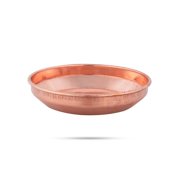 Copper Plate - 1 x 5.5 Inches | Small Plate/ Pooja Thali Plate/ Hariwana Design Pooja Plate for Home