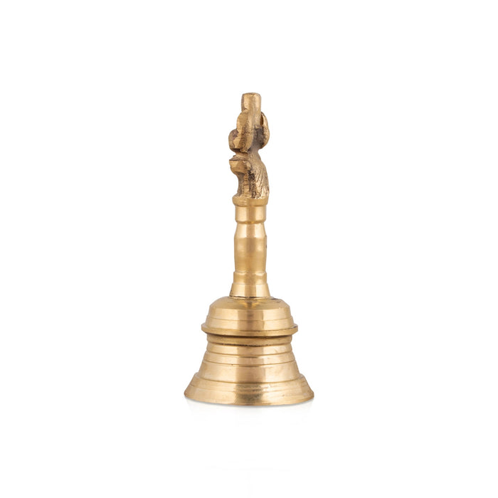 Hand Bell - 4.5 X 1 Inches | Ganesh Handle Ghanti/ Brass Puja Bell/ Temple Bell For Aarti & Pooja