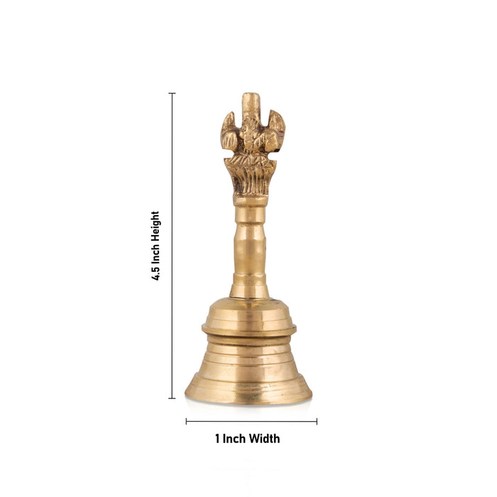Hand Bell - 4.5 X 1 Inches | Ganesh Handle Ghanti/ Brass Puja Bell/ Temple Bell For Aarti & Pooja