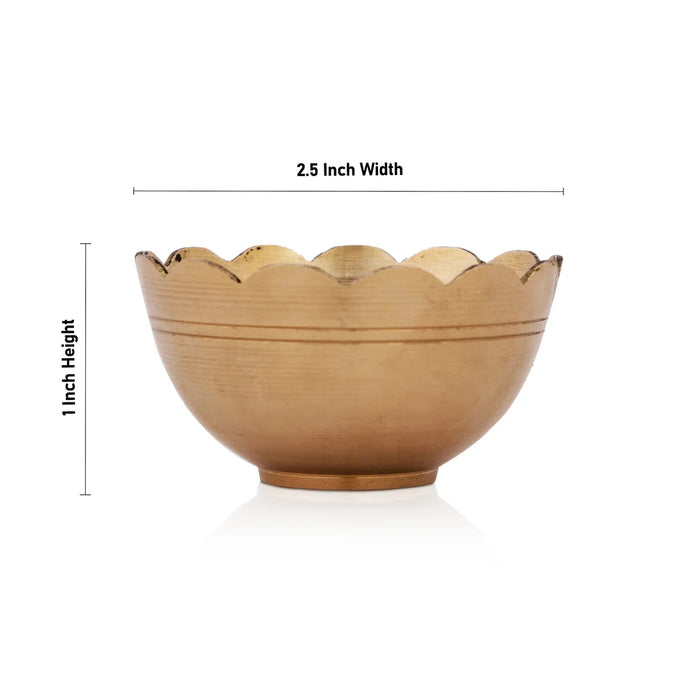 Brass Bowl - 1 x 2.5 Inches | Brass Cup/ Small Bowl/ Pooja Cup For Offering And Ritual