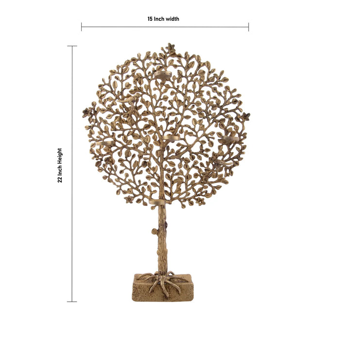 Karpaga Vriksham Tree with Deepam - 22 Inches | Antique Brass Statue/ Karpaga Vruksham Tree for Pooja/ 4.200 Kgs Approx