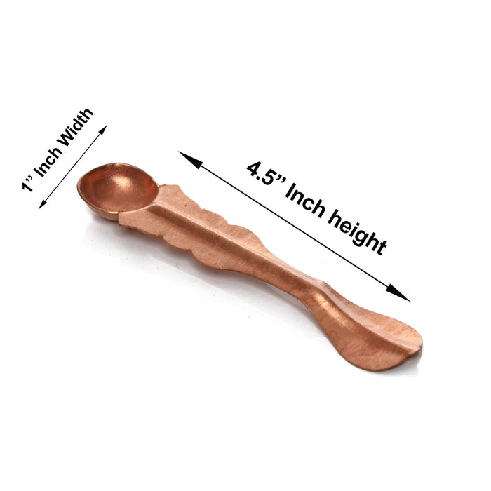 Copper Achmani - 4.5 x 1 Inches | Pali Spoon/ Uddharani for Pooja/ 10 Gms Approx