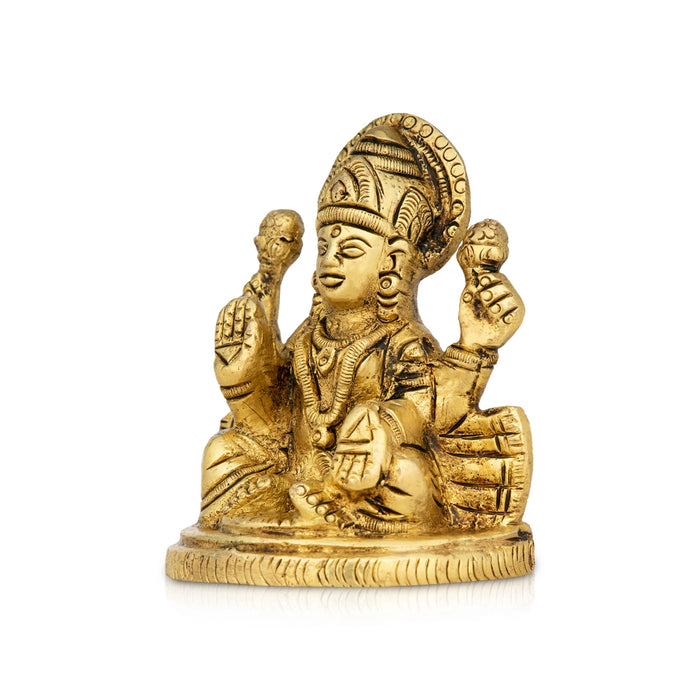 Lakshmi Idol Sitting On Base - 3.5 x 3 Inches | Laxmi Idol/ Antique Brass Idol for Pooja