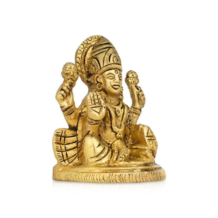 Lakshmi Idol Sitting On Base - 3.5 x 3 Inches | Laxmi Idol/ Antique Brass Idol for Pooja