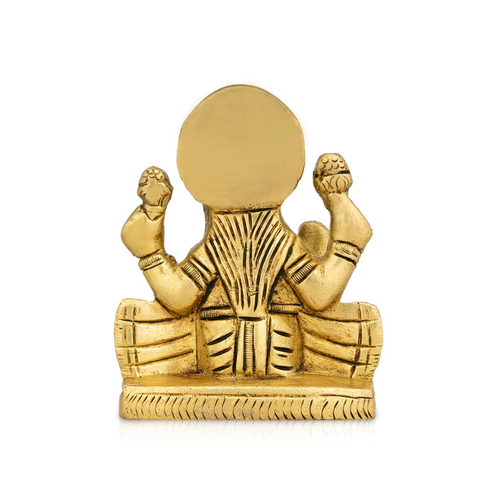 Lakshmi Idol Sitting On Base - 3.5 x 3 Inches | Laxmi Idol/ Antique Brass Idol for Pooja