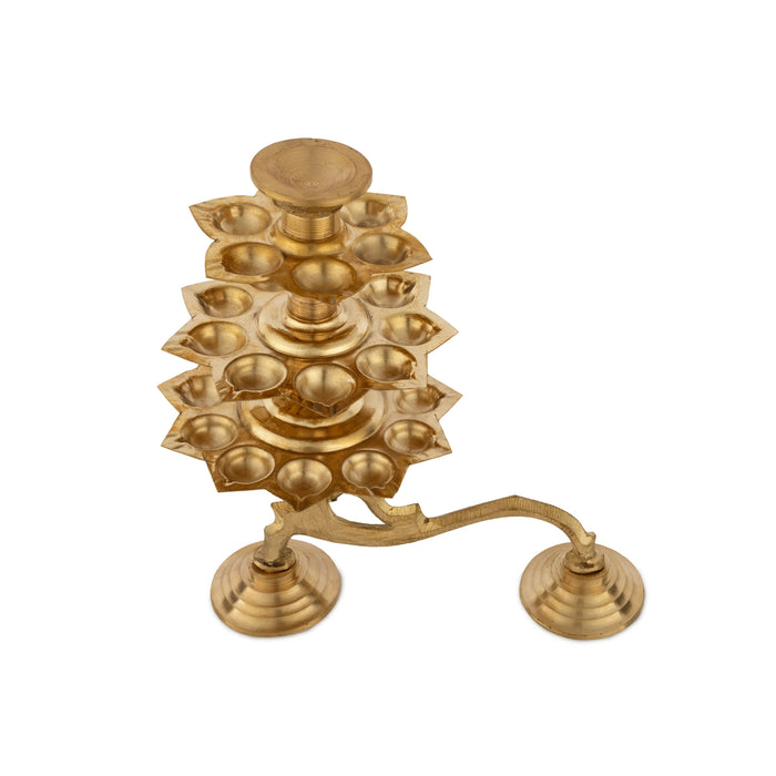 3 Step Brass Aarti - 10.5 x 6.5 Inches | Adukku Deepam/ Kapoor Dhani/ Ganga Aarti With Handle for Pooja