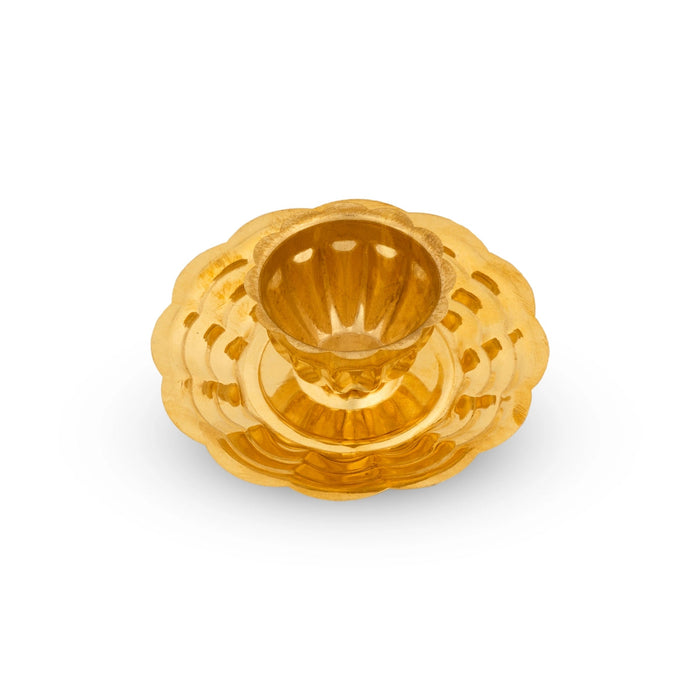 Kumkum Box With Plate - 2 x 3 Inches | Brass Sindoor Pot/ Kumkum Bharani/ Sindoor Box for Pooja
