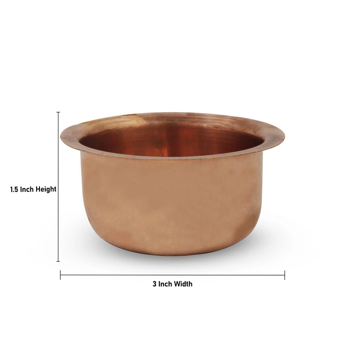 Copper Bowl - 1.5 x 3 Inches | Puna Cup/ Copper Cup for Pooja/ 30 Gms Approx