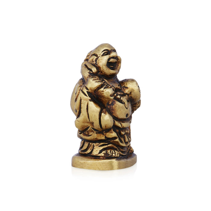 Happy Man Statue With Base - 1.75 x 1.25 Inches | Antique Brass Idol/ Happy Man Idol for Pooja