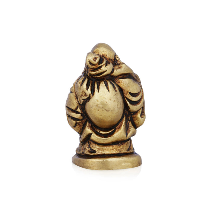 Happy Man Statue With Base - 1.75 x 1.25 Inches | Antique Brass Idol/ Happy Man Idol for Pooja