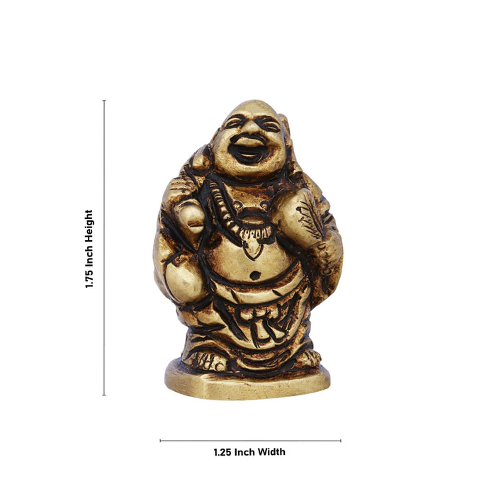 Happy Man Statue With Base - 1.75 x 1.25 Inches | Antique Brass Idol/ Happy Man Idol for Pooja
