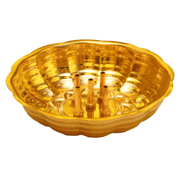 Brass Agarbatti Stand - 1 x 5 Inches | Plate Pipe Bathi Incense Holder for Pooja/ 70 Gms Approx