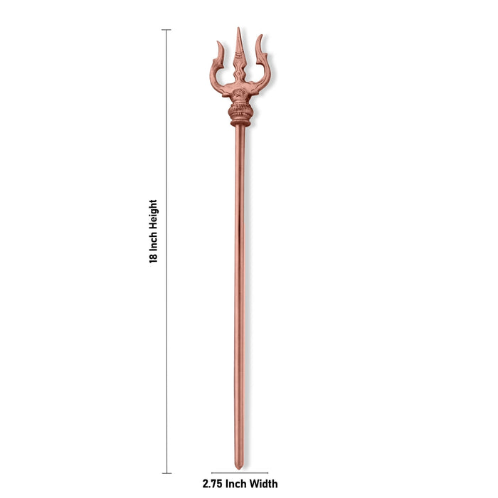 Trishul - 18 x 2.75 Inches | Copper God Shiva Trishul/ Durga Trishul/ Soolam for Pooja
