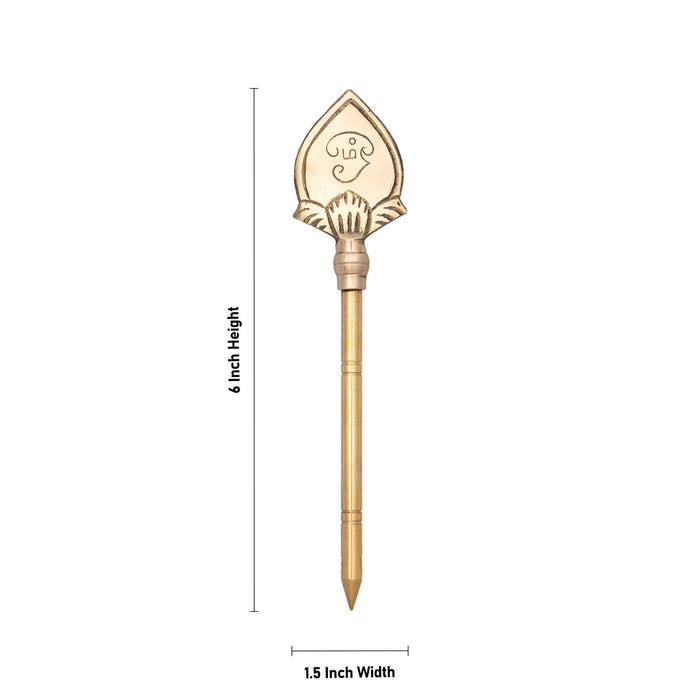 Brass Vel - 6 x 1.5 Inches | Brass Astra/ Murugan Vel for Deity