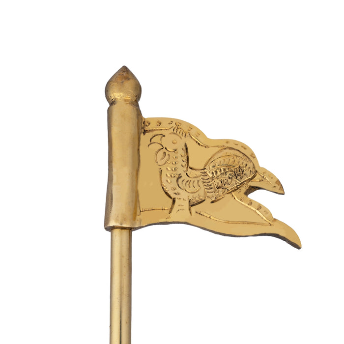 Murugan Seval Kodi - 12 x 3 Inches | Brass Seval Flag/ Seval Kodi Flag for Pooja