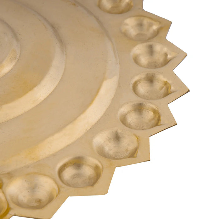 Nakshatra Deepam With Handle - 9 x 8 Inches | Brass Aarti/ Camphor Burner/ Kapoor Dhani for Pooja