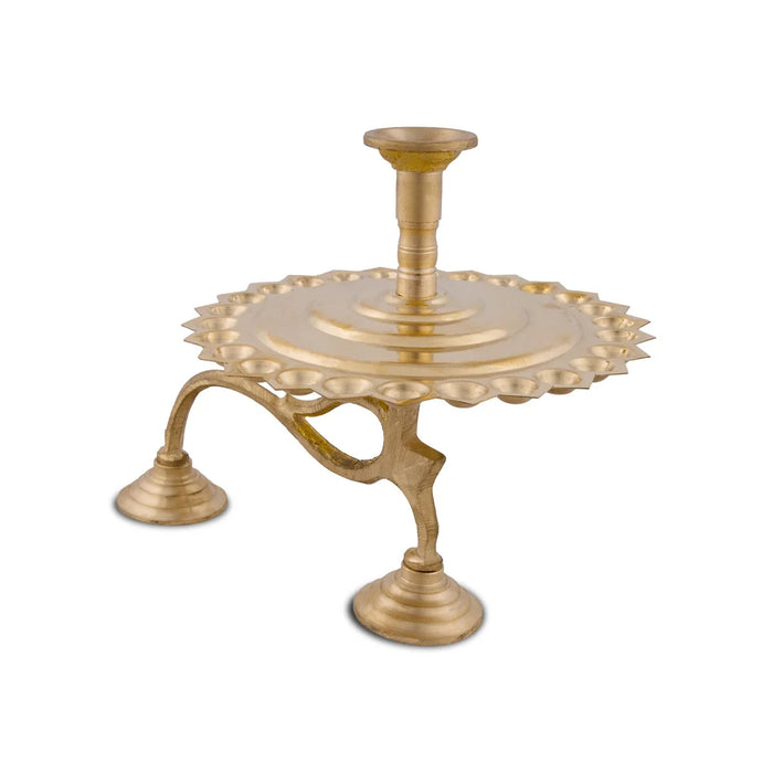 Nakshatra Deepam With Handle - 9 x 8 Inches | Brass Aarti/ Camphor Burner/ Kapoor Dhani for Pooja